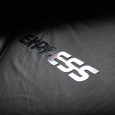 E-X-P-R-E-S-S EMBLEMA LOGO IN ACCIAIO INOX CROMATO EXPRESS