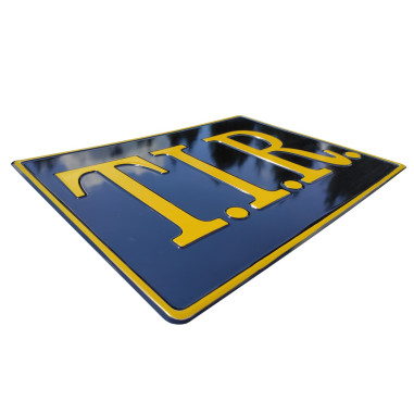 PLACA TIR EN RELIEVE NEGRO Y AMARILLO