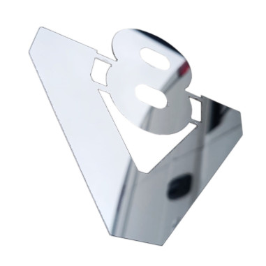 SCANIA V8 LOGO EMBLEMA CROMO ACCIAIO INOX