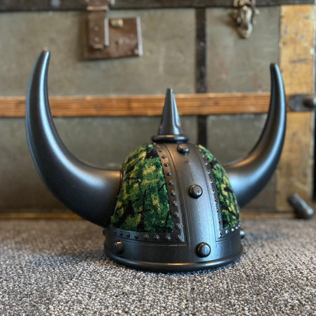 VIKING HELMET BLACK WITH GREEN DANISH PLUSH
