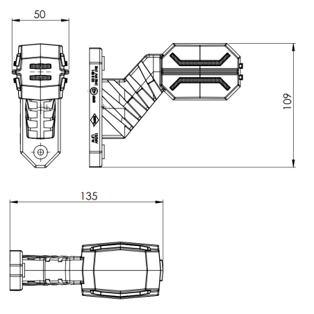 PRAWA LAMPA OBRYSOWA DRAGON LD 3064 BIAŁO CZERWONO POMARAŃCZOWA