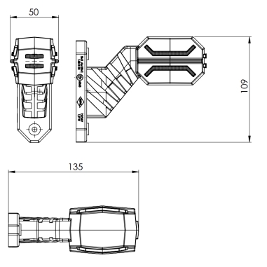 LEWA LAMPA OBRYSOWA DRAGON LD 3063 BIAŁO CZERWONO POMARAŃCZOWA