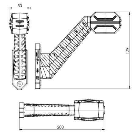 PRAWA LAMPA OBRYSOWA DRAGON LD 2995 BIAŁO CZERWONO POMARAŃCZOWA