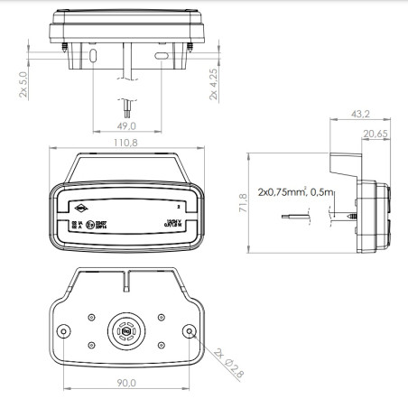 ORANGE LED MARKER LAMP WITH HANGER AND REFLECTOR LD 2765