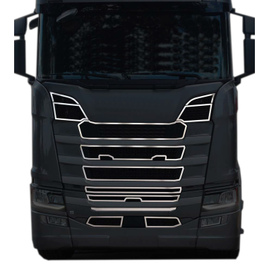 GRILLE SCANIA NEXT GEN S DÉCOR INOX MODÈLE CHROME SANS HALOGÈNE