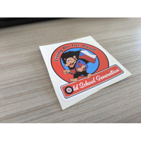 KLISTERMÄRKE "LIVING ON THE ROAD CZ" 8cm