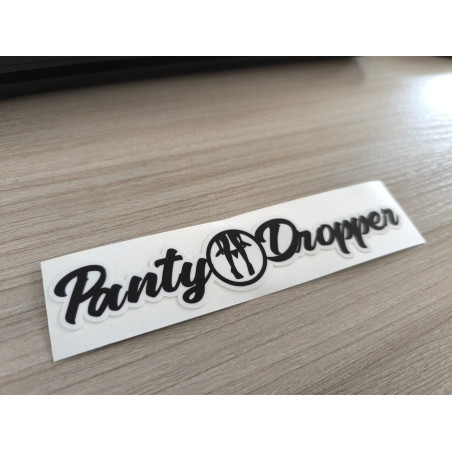 "PANTY DROPPER" ZWARTE STICKER 15cm