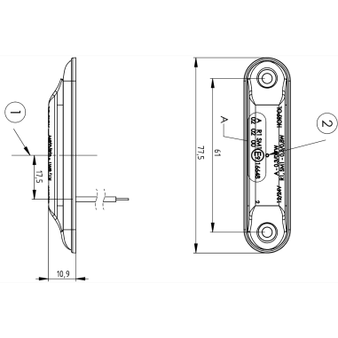 LAMPADA ANTIFUMO LED BIANCO SLIM 4 DIODI LD 2327/GRAPHITE