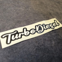 BÍLÁ NÁLEPKA "TURBO DIESEL" 15CM 2