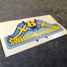 "SWEDISH PERFECTION" STICKER 12CM 2