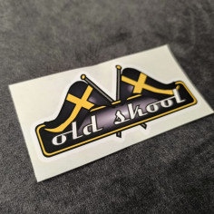 "OLD SKOOL ZWARTE VLAGGEN" STICKER 12CM 2