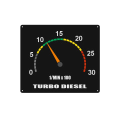 "TURBO DIESEL TACHOMETER" KLISTERMÄRKE 8CM
