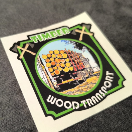 AUTOCOLLANT "TIMBER WOOD TRANSPORT" 8CM