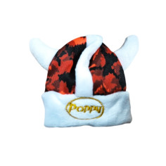 DECORATIEVE HOED VOOR "POPPY GRACE MATE" ROOD DEENS PLUCHE 2