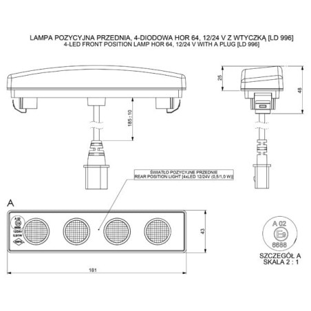 SCANIA LED BLEND CLEARANCE LAMP, WIT