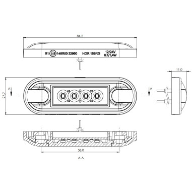 SMOKED RED LED MARKER LAMP LD 3212/GRPAHITE