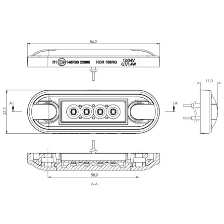 SMOKED RED LED MARKER LAMP LD 3212/GRPAHITE