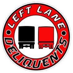 RAAMSTICKER "LEFT LANE DELIQUENTS" 10CM 2