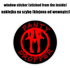 WINDOW STICKER "PANTY DROPPER" RED 10CM