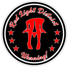 RAAMSTICKER "RED LIGHT WARNING" 10CM 2