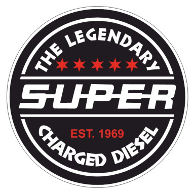 PEGATINA PARA VENTANA "THE LEGENDARY SUPER CHARGED"10CM