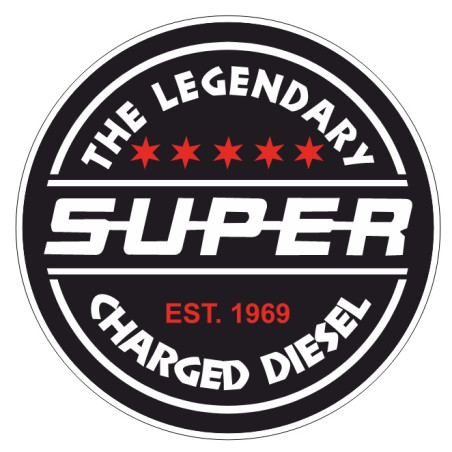 NAKLEJKA NA SZYBĘ "THE LEGENDARY SUPER CHARGED" 10CM