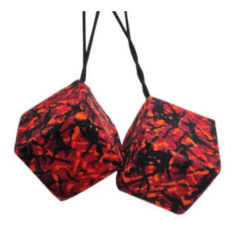 DANISH SET: RED PLUSH CURTAINS + ROLLS + PILLOW + DICE