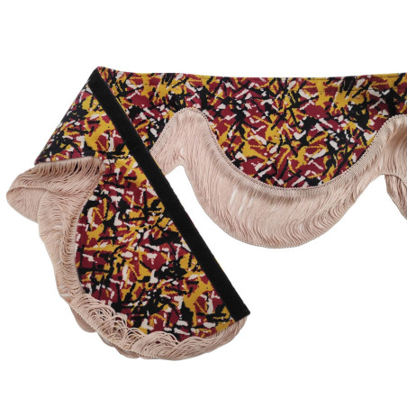 DEENSE SET: GELE PLUCHE GORDIJNEN + ROLLEN + KUSSEN + DOBBELSTENEN