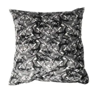 ENSEMBLE DANOIS : RIDEAUX EN PELUCHE GRIS + ROULEAUX + COUSSIN + DÉS