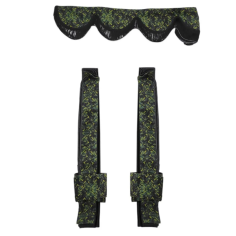 DEENSE SET: GROENE PLUCHE GORDIJNEN + ROLLEN + KUSSEN + DOBBELSTENEN 2