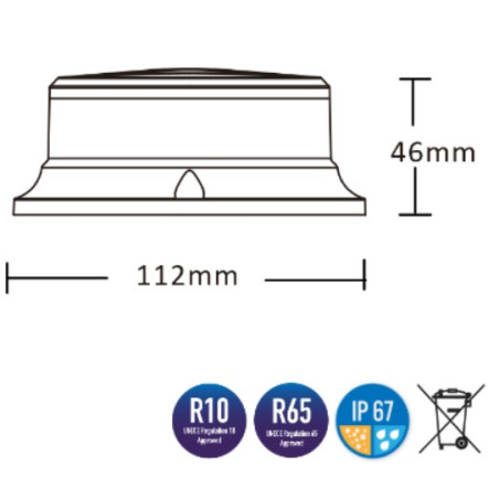 LAMPA BŁYSKOWA PICO LED MAGNES 12/24V WERSJA NISKA