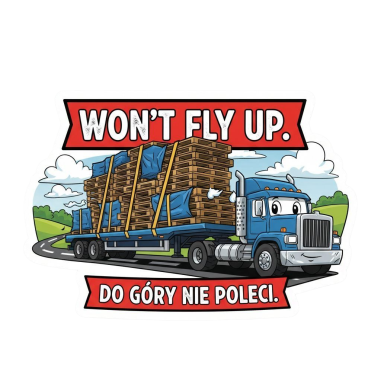 AUTOCOLLANT "WON'T FLY UP" 8X5,6CM