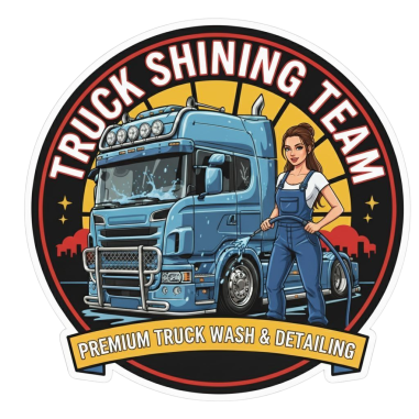 AUTOCOLLANT "TRUCK SHINING TEAM PREMIUM TRUCK WASH" 8 CM