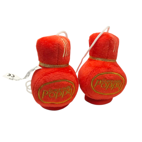 "POPPY" BOTTIGLIE ROSSE DI PELUCHE (2 PEZZI)