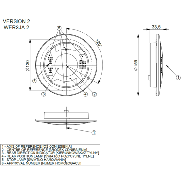 Tail light LUCY LED round hamburger