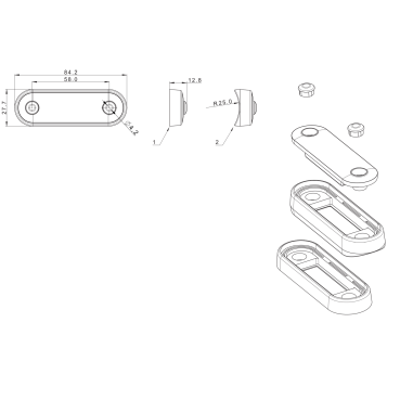 RODE LED-ONTLICHTINGSLAMP 4 DIODES