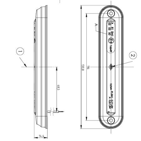 Lampa obrysowa czerwona typu SLIM ze światłowodem LD 2334