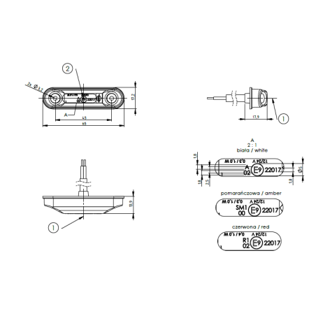 Lampada di segnalazione di tipo SLIM rossa LD 2440