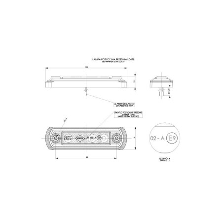 Lampa obrysowa na podstawie gumowej prostej biała LD 675