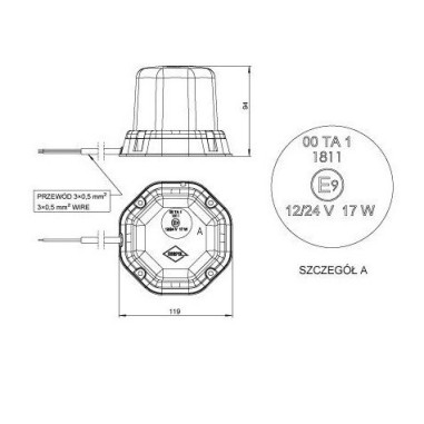 Beacon light LED remote control 12/24V screw-on LDO 2277