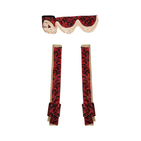 RED DANISH STYLE PLUSH TRUCK CURTAINS DP03