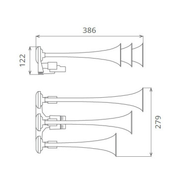 FANFARA PNEUMATYCZNA POTRÓJNA 24V CHROM 3TON SEGER