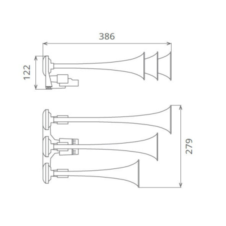 FANFARA PNEUMATYCZNA POTRÓJNA 24V CHROM 3TON SEGER